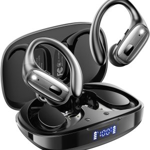 Wireless Earbuds, ENC Noise Cancelling Sport Ear Buds with Multifunctional Touch Screen, Bluetooth 5.4 Headphones, Bass Stereo Sound, 5 EQ Over The Ear Earbuds for Sports/Workout/Gym-Black